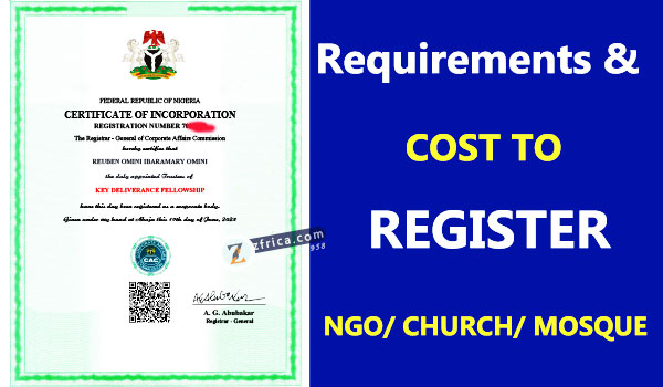 Requirements & cost to register NGO CHURCH with CAC