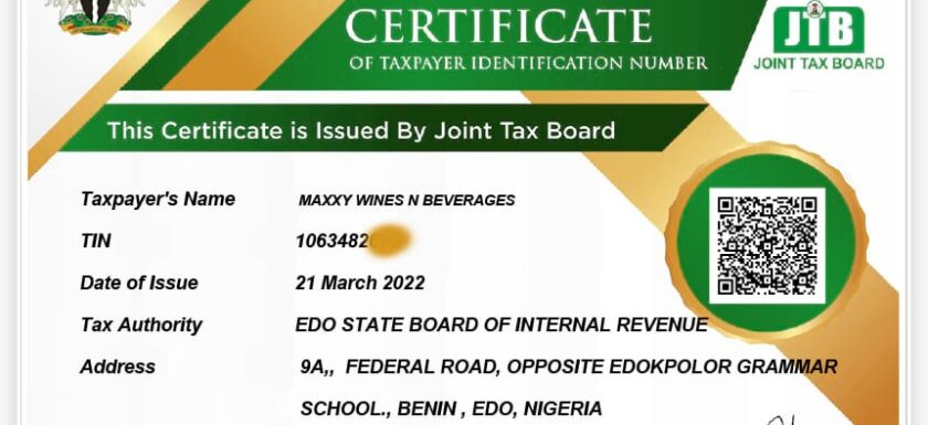 tin certificate registration not received download Nigeria