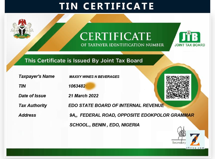 tin certificate registration not received download Nigeria