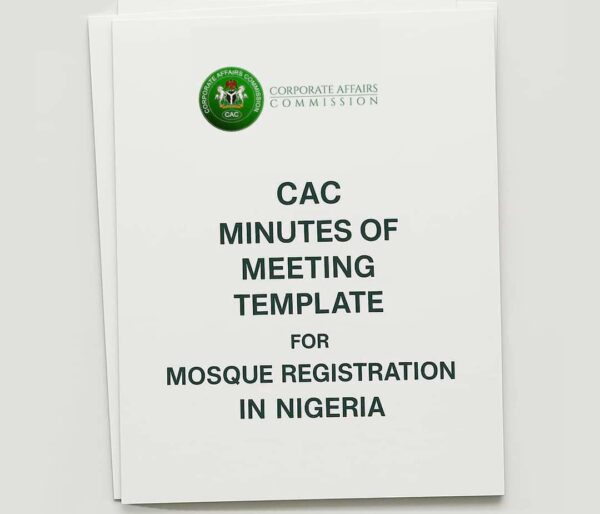 CAC Minutes of Meeting Template for Mosque Registration in Nigeria