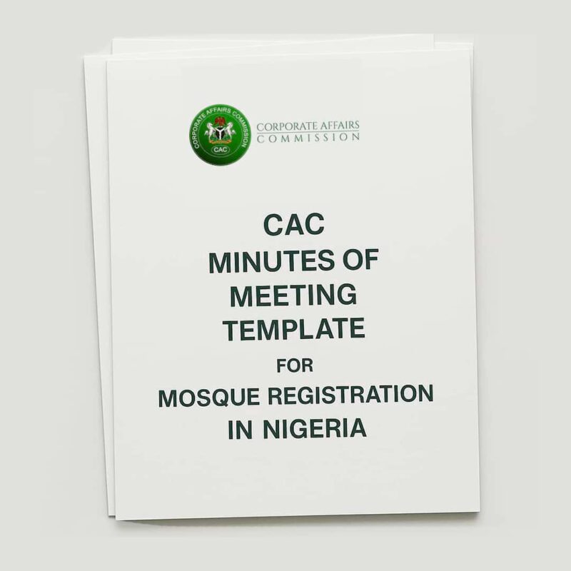 CAC Minutes of Meeting Template for Mosque Registration in Nigeria