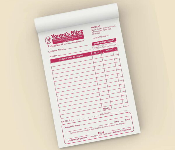 Receipt Booklet Design and Printing, Aba, Nigeria (2)