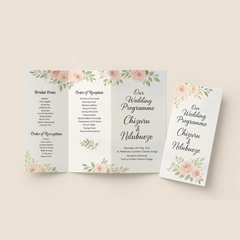Tri-fold Wedding Programme Design and Printing (1)