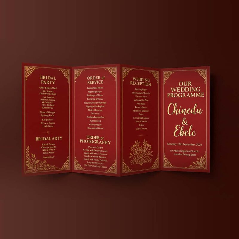 Tri-fold Wedding Programme Design and Printing (2)