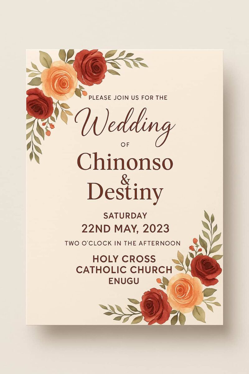 Wedding Invitation Card Design and Printing, Aba, Nigeria